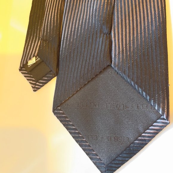 BLACK Tiso B Fellini Men's Necktie 100% Silk Hand Made - Picture 4 of 5